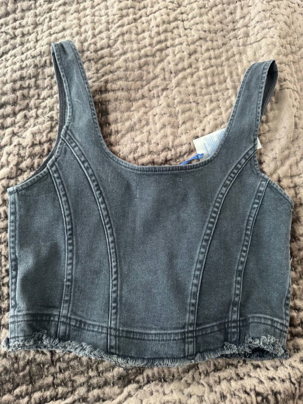 Aviator Nation DENIM TOP ZIP FRONT BUSTIER - VINTAGE BLACK - Picture 6 of 7